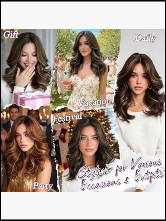 Short Wavy Layered Wig with Curtain Bangs - Shoulder Length Lace Front main image 6